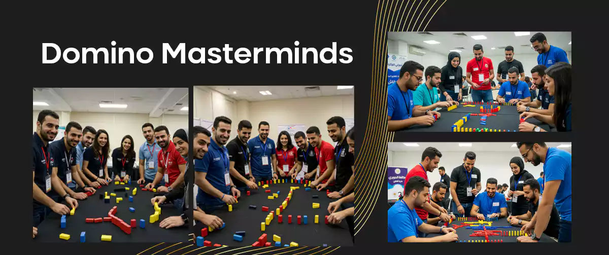 Domino Masterminds precision indoor team building challenge in Dubai