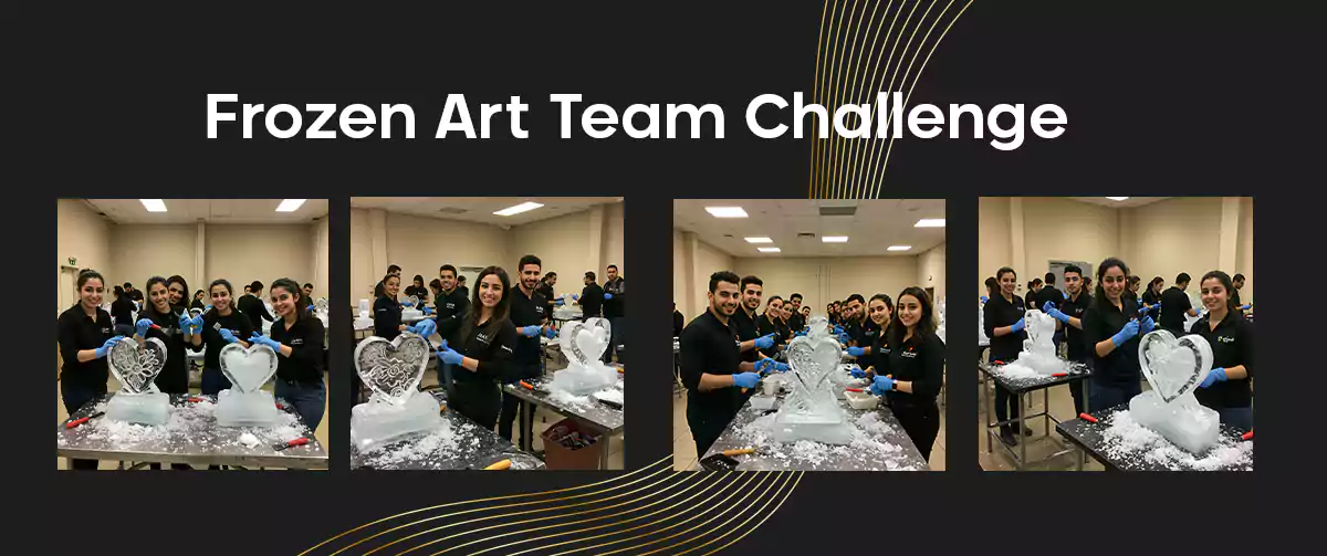 Frozen Art Team Challenge creative ice sculpture activity in Dubai
